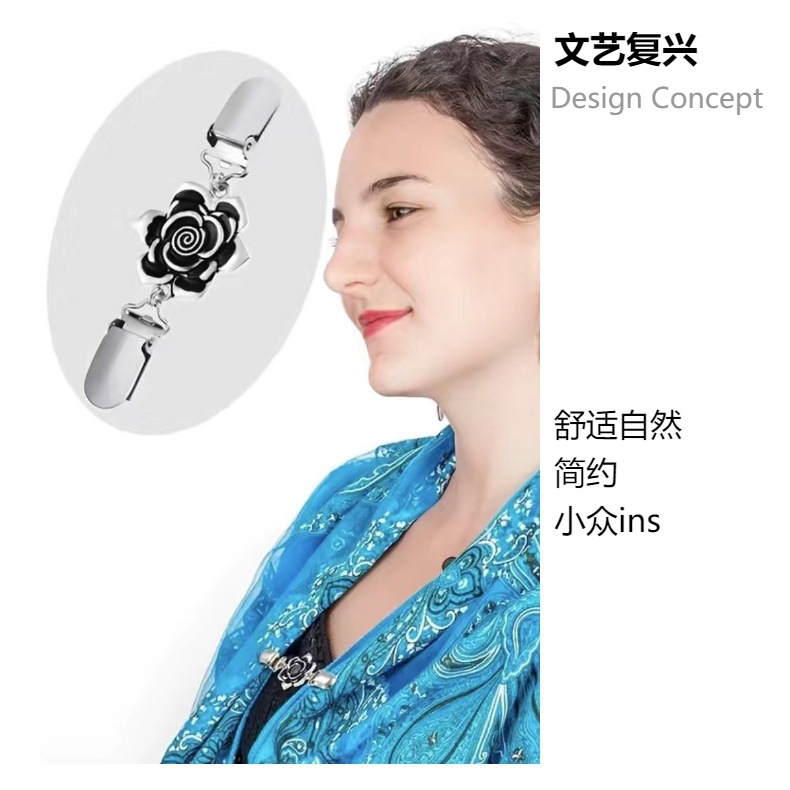 欧美复古合金毛衣夹丝巾开衫扣衬衣领夹防走光束紧夹胸针厂家直销详情9
