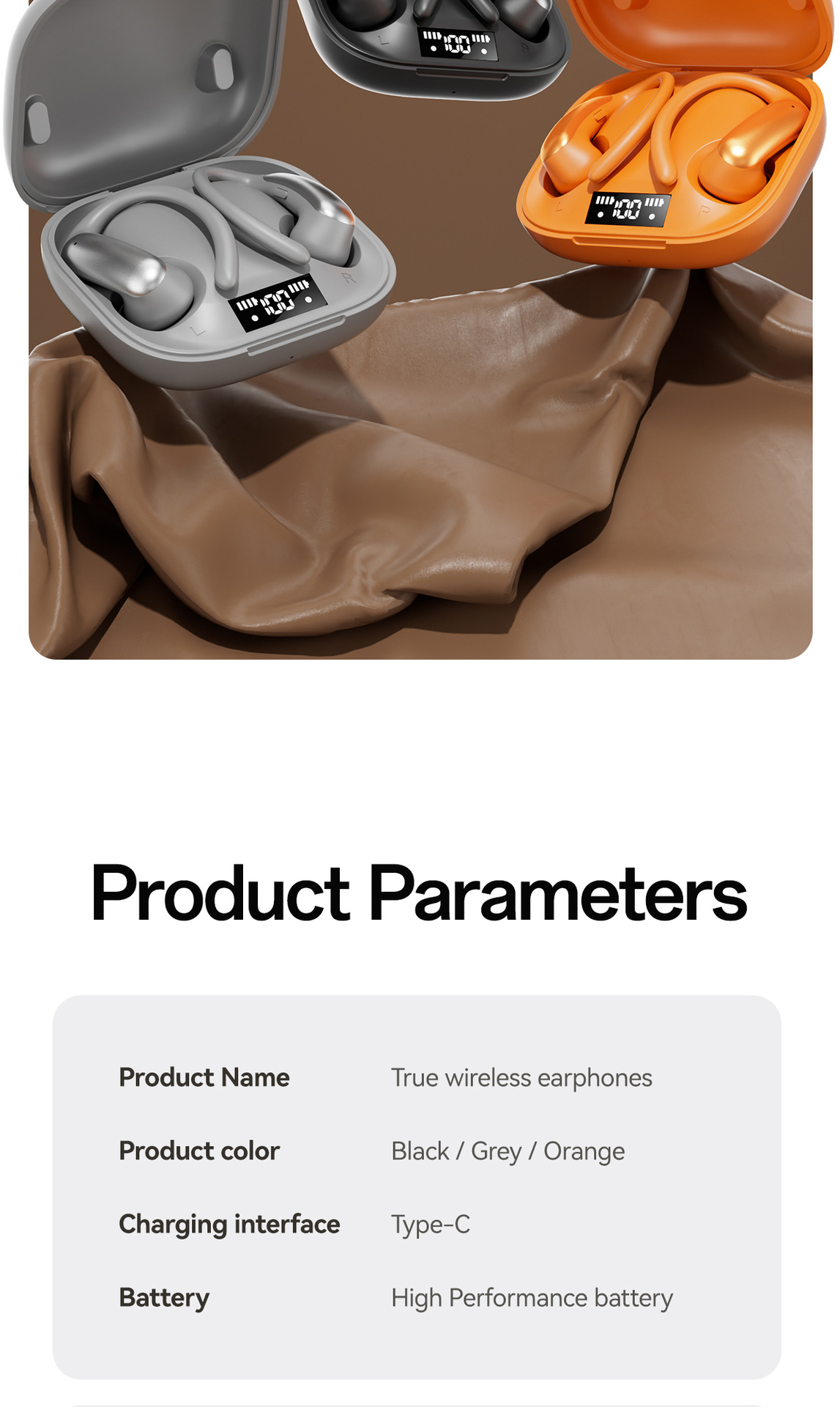 Nuevo producto smart crossover nuevo M144 orejar montado OWS semi-en el oído abierto bluetooth auriculares con doble pantalla de número modelo privado pic 21