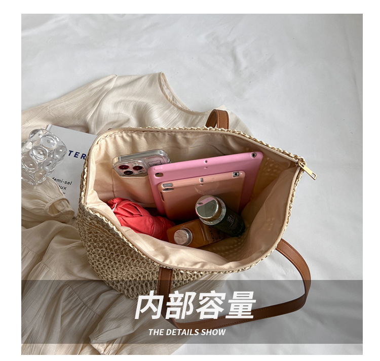 草编包度假风包包女2024春季新款时尚复古大容量女学生单肩托特包详情5
