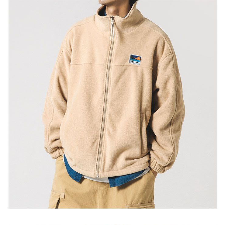 日系羊羔毛外套抓绒卫衣男款秋冬情侣立领摇粒绒学生外穿休闲夹克详情19