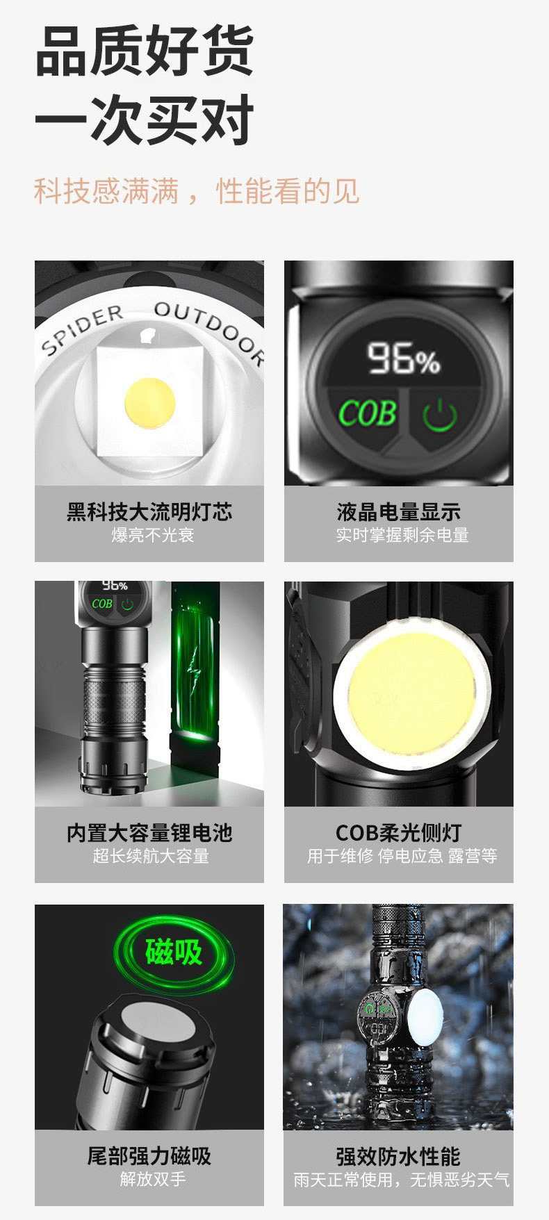 90 3手电大功率A40手电筒户外照明强光手电筒详情5
