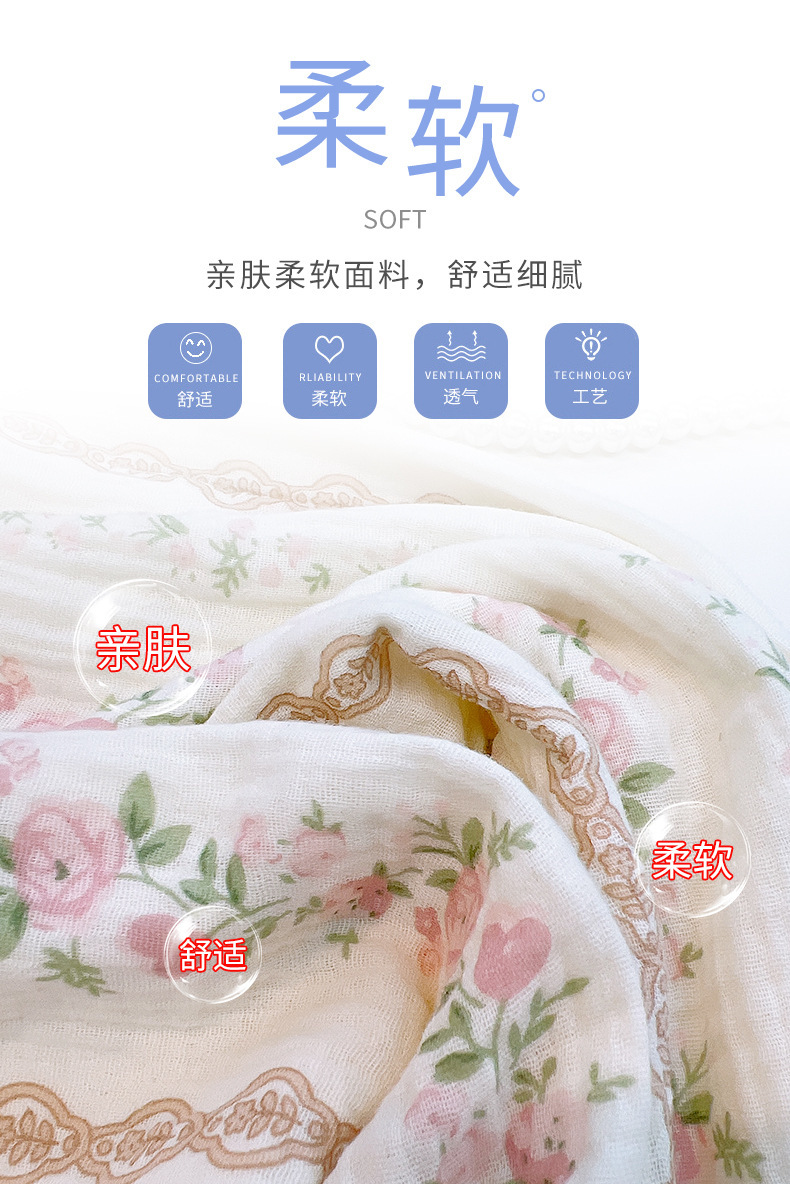 夏季儿童纯棉A类纱布睡衣 女童薄款花边开衫家居服套装 童装两件套纱布清凉睡衣详情2