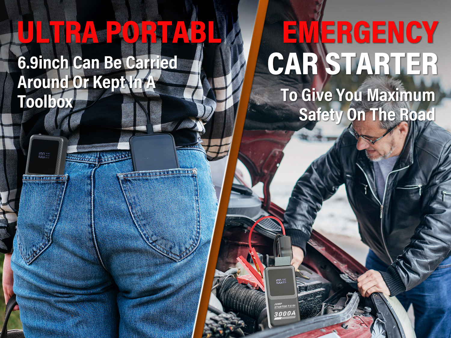 Cross-border foreign trade exclusive car emergency power supply jump-start box starter, over-carrying 12V, self-sold by the source factory pic 4