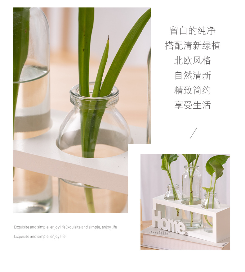 简约北欧试管玻璃花瓶水养插花植物容器办公室桌面水培绿萝摆件详情10