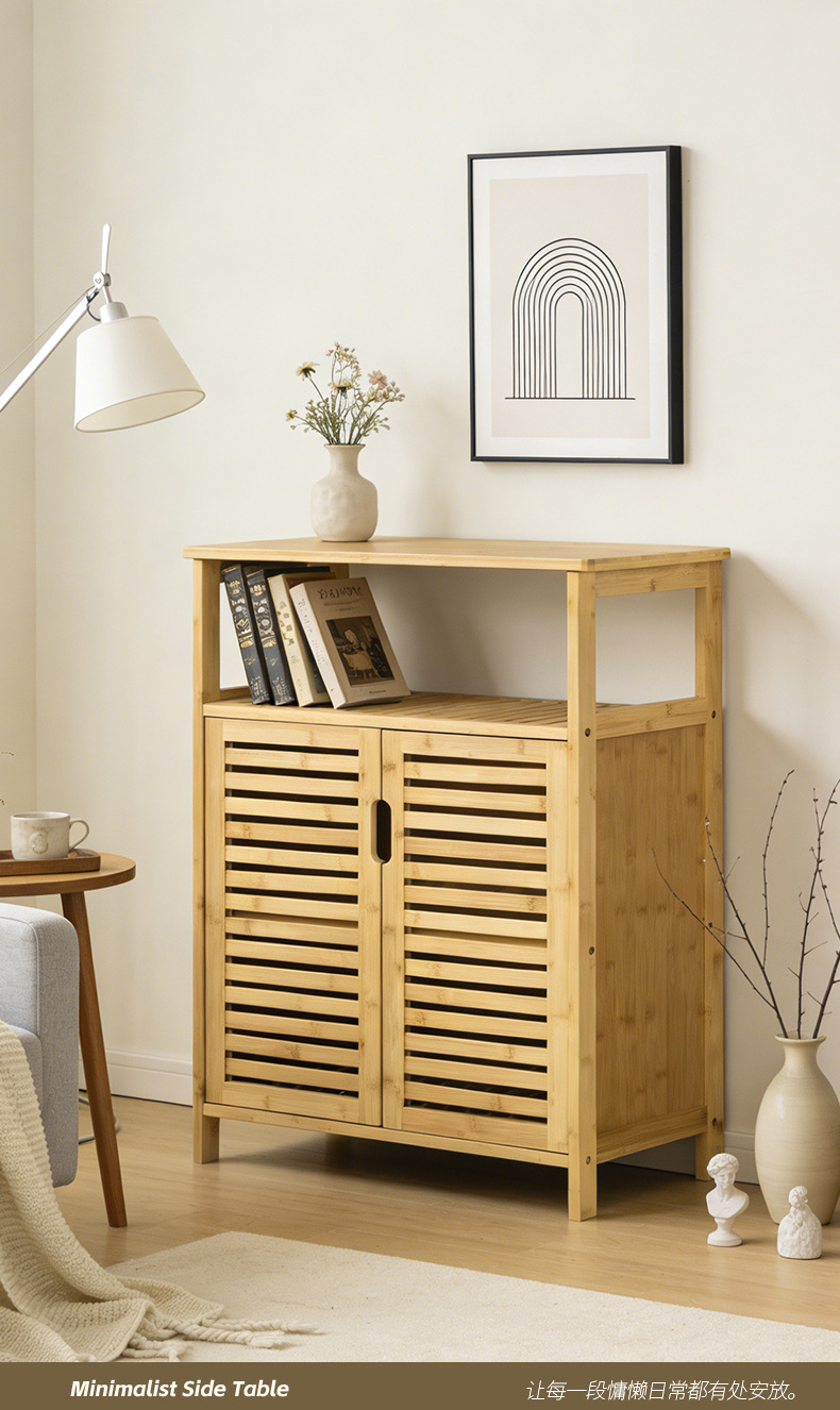 竹制现代简约多层卫生间储物柜免打孔落地收纳架家装建材简易家具详情6