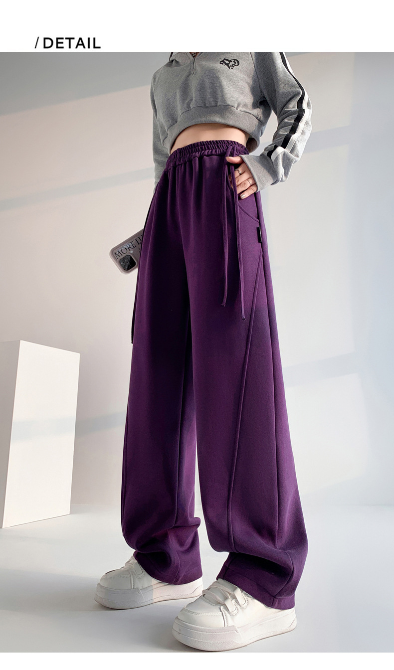 Fleece warm wide-leg pants, loose and high-waisted, slimming winter new style pic 52