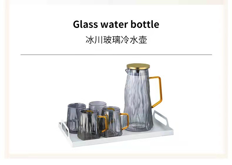 高硼硅玻璃冰川纹冷水壶大容量耐高温家用凉水壶果汁壶高级感套装详情15
