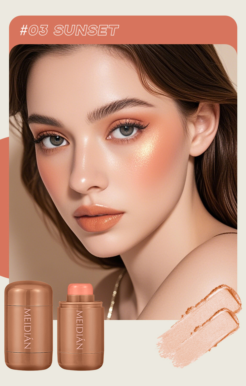 【跨境专供】魅点高光修容持久腮红棒单色哑光显白显气色腮红膏详情11