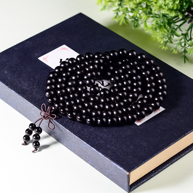 紫光檀黑檀乌木黑紫檀佛珠文玩手串批发木制文玩念珠手串厂家批发详情6