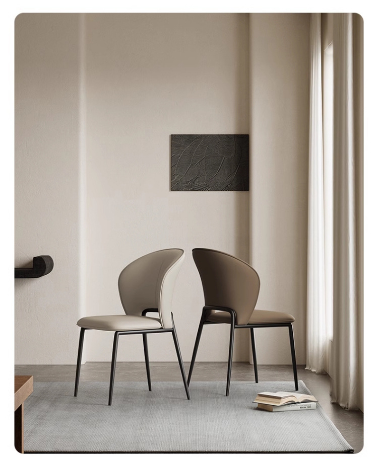 Light luxury dining chairs, home Italian minimalist high-end style hotel negotiation chairs, restaurant chairs, simple dining tables, leather stools pic 10