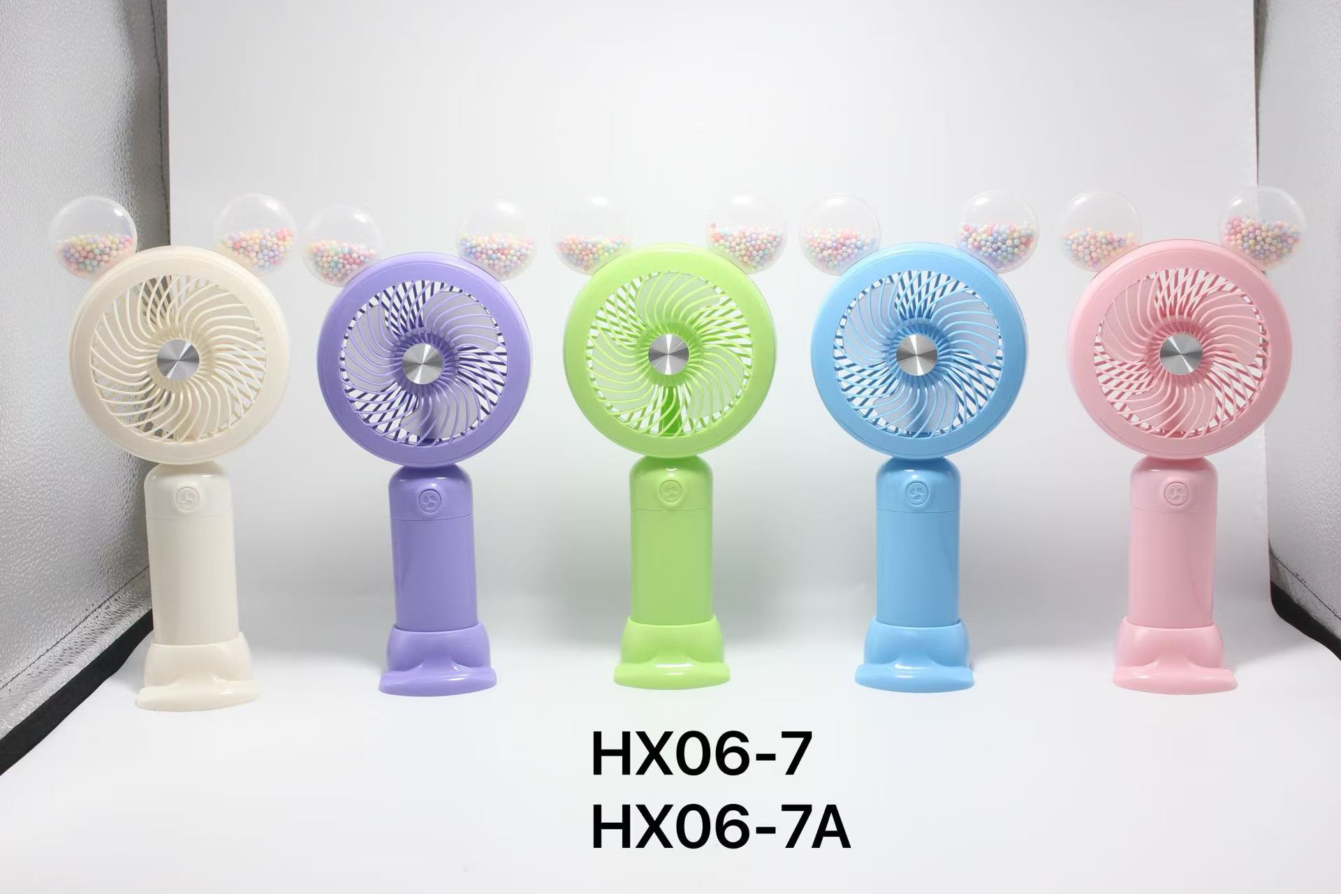 HX06-7三档风力熊耳手持小风扇带底座手机支架USB充电夏季学生散详情1