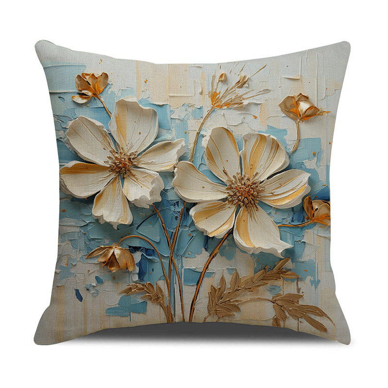 新款奶油风印花抱枕套简约高端装饰沙发靠枕亚麻透气舒适靠垫批发详情8