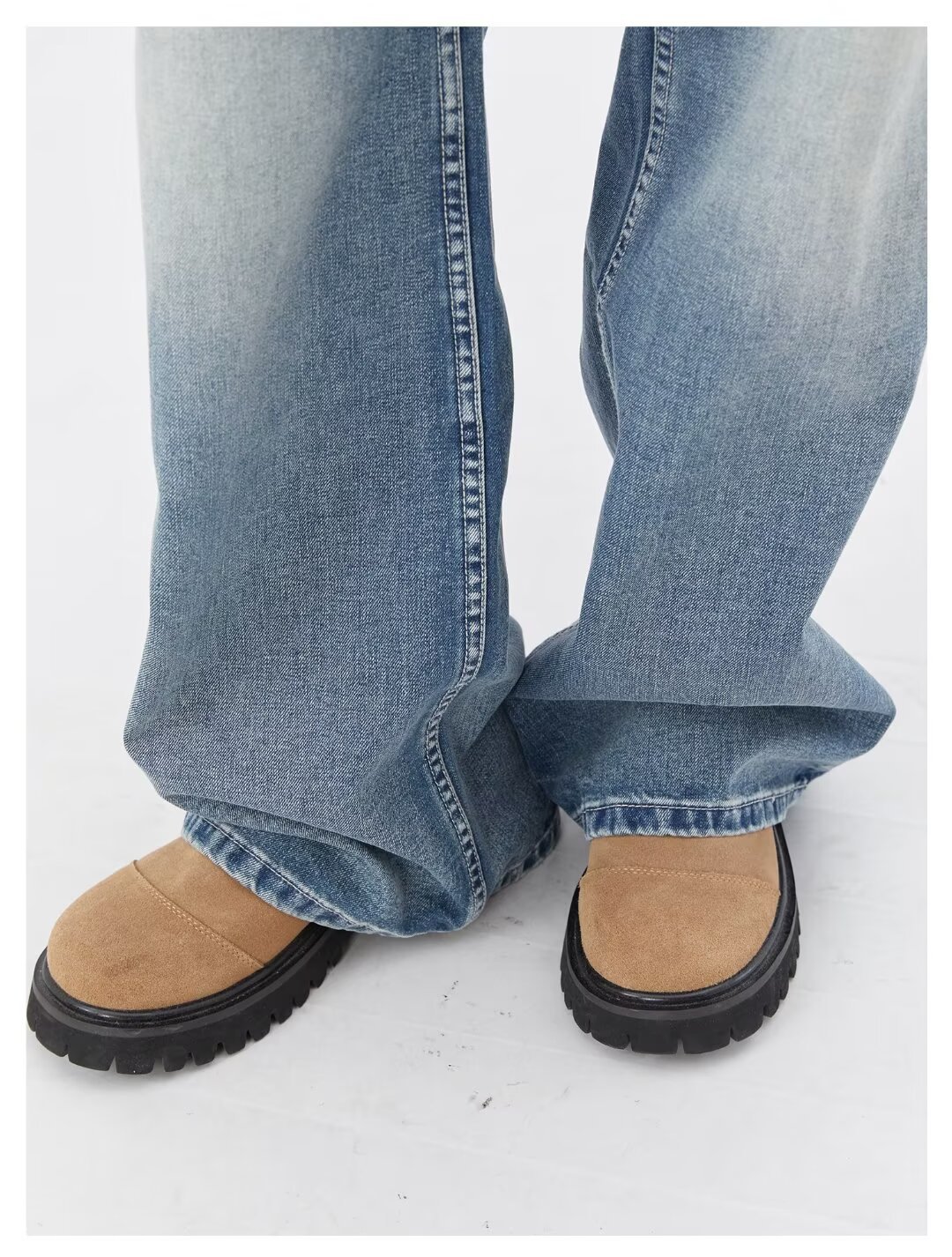 FUIV 裤子男牛仔裤美式复古水洗直筒阔腿垂感潮流痞帅高街拖地裤详情10