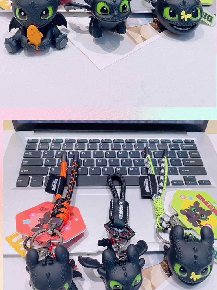 正版驯龙高手无牙仔夜煞钥匙扣创意背包挂件发光发声小饰品钥匙链详情12