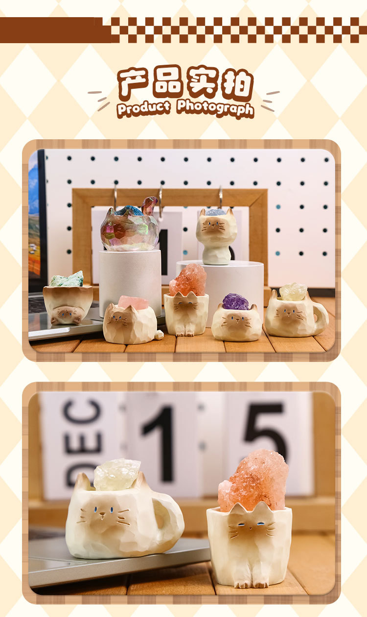 Wholesale of Catcat PAI crystal figurines, blind boxes, cute animal dolls, car decorations and stress-relieving small ornaments pic 17
