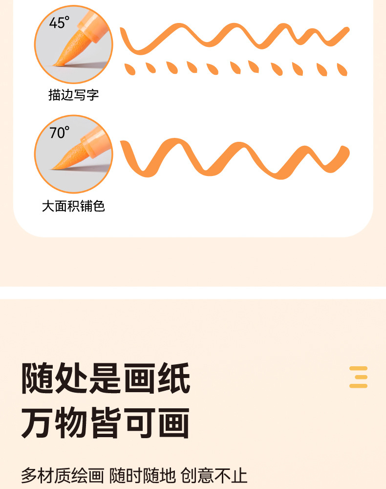 直液式丙烯马克笔软头学生美术48色水彩笔不透色可叠色12色画笔详情10