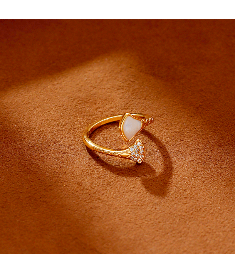 Hyacinth high-end fan-shaped shell ring for women, 2026 new trendy ring, fashionable, light luxury, elegant and high-end open ring pic 5