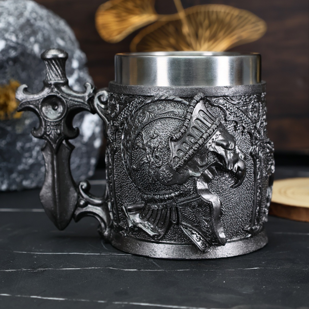 European medieval retro samurai beer mugs, sword handles, mug coffee cups, stainless steel water cups, draft beer cups pic 1