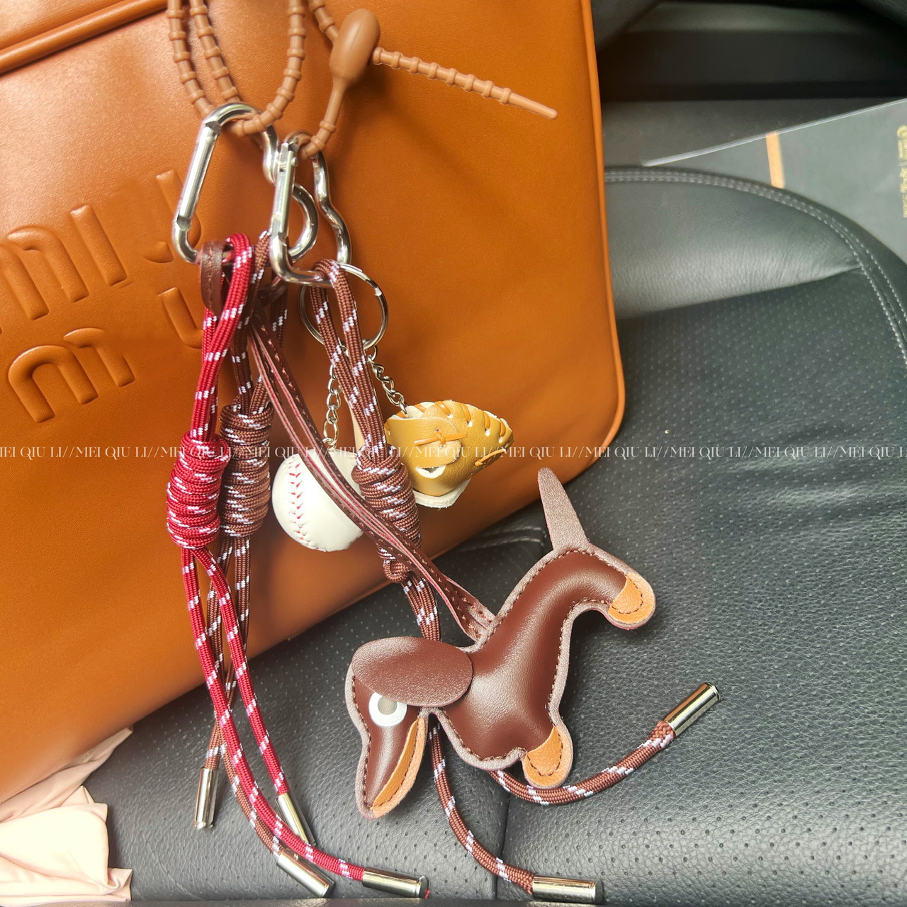 This is the same style baseball bag woven rope pendant as the Instagram blogger, featuring a high-end MIU series bag hanging rope and keychain decoration pic 40