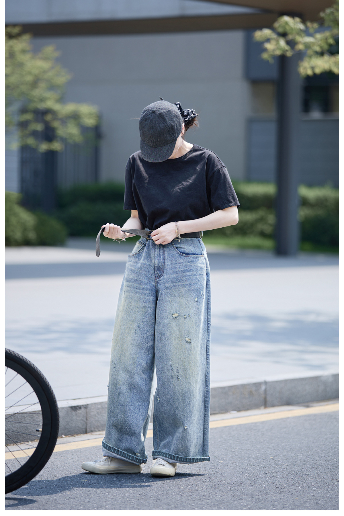 【 Random Thoughts 】 Summer Storm Ripped Heavy Washed jeans straight-leg pants for all four seasons pic 55