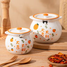 日式陶瓷猪油罐家用耐高温辣椒油罐带盖调料罐糖罐盐罐猪油灌批发详情15