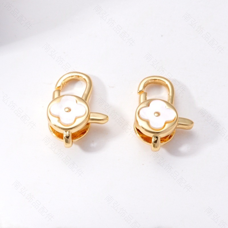 Pearl necklace clasp rose shell blade pin clasp connection end clasp sweater chain diy jewelry accessory pearl necklace clasp head full inlay zircon heavy industry lobster clasp spring clasp handmade end clasp sweater chain pic 40