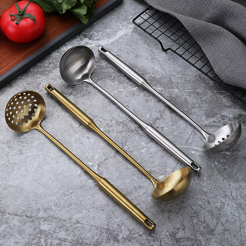 镀金 跨境 加厚不锈钢汤勺火锅漏勺隔油勺套装家用厨具防烫火锅勺详情16