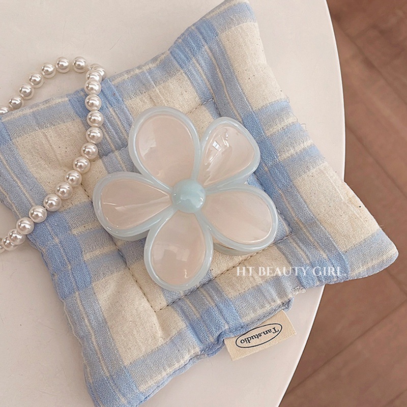 甜美五瓣花果冻色拼接发夹鸡蛋花盘发鲨鱼夹发饰详情19