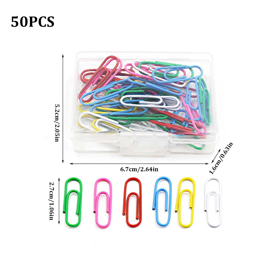 28MM color plastic-coated paper clips, 50/100/200 transparent plastic box paper clips, office desktop storage pic 7