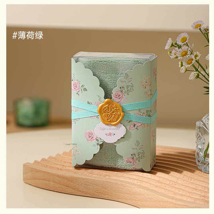 伴手礼毛巾复古花边礼盒珊瑚绒毛巾结婚伴娘回礼喜铺公司创意礼品详情11