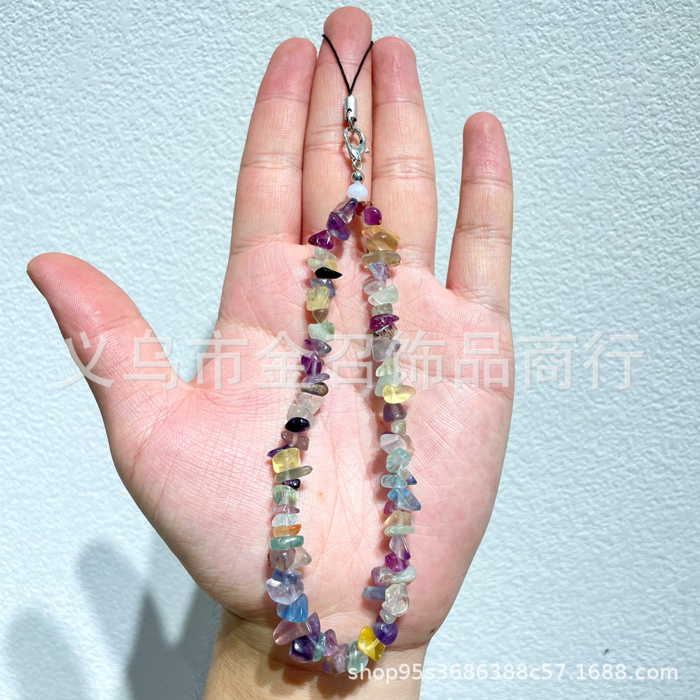 European and American ins crushed stone mobile phone chain, natural crystal mobile phone chain, DIY rose crystal amethyst beads mobile phone lanyard pic 6