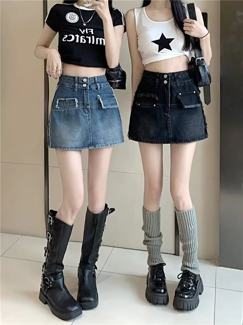 高腰牛仔半身裙2023夏季新款时尚韩版显瘦包臀复古a字短裙潮批发详情8