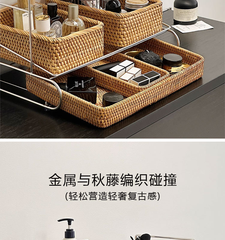 轻奢高级感304不锈钢多功能三层香水化妆品台面收纳整理置物架详情7