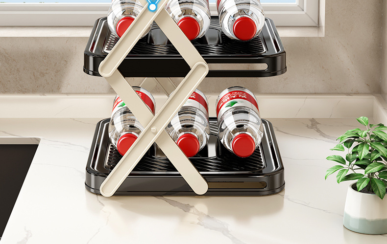 Kitchen food preparation rack, foldable multi-layer countertop, multi-functional storage tool, hot pot ingredient rack pic 7