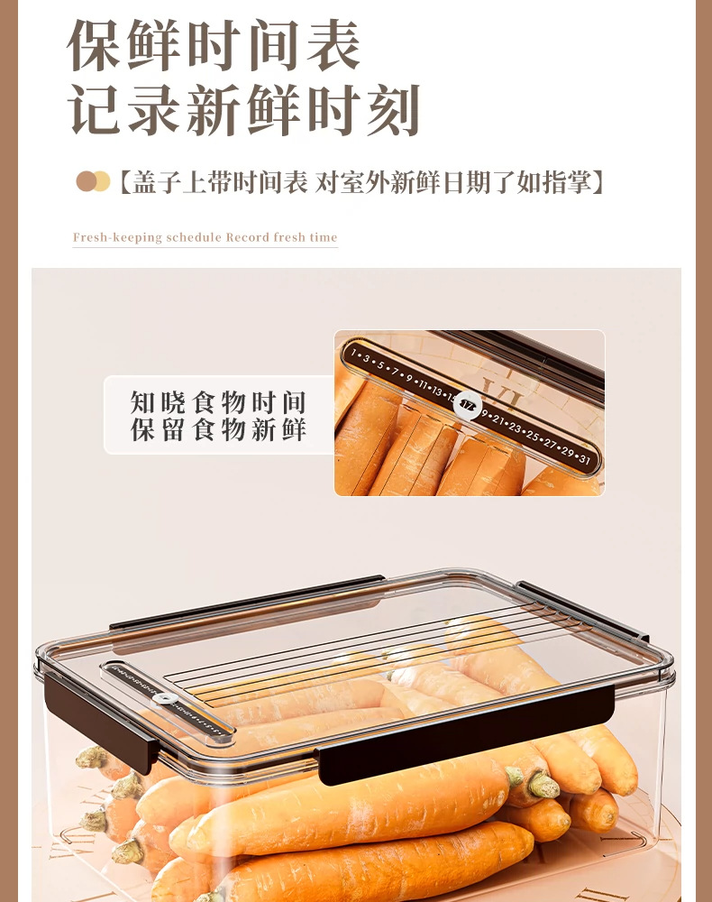 冰箱保鲜盒家用厨房专用大容量食物收纳盒透明塑料加厚带盖密封盒详情6