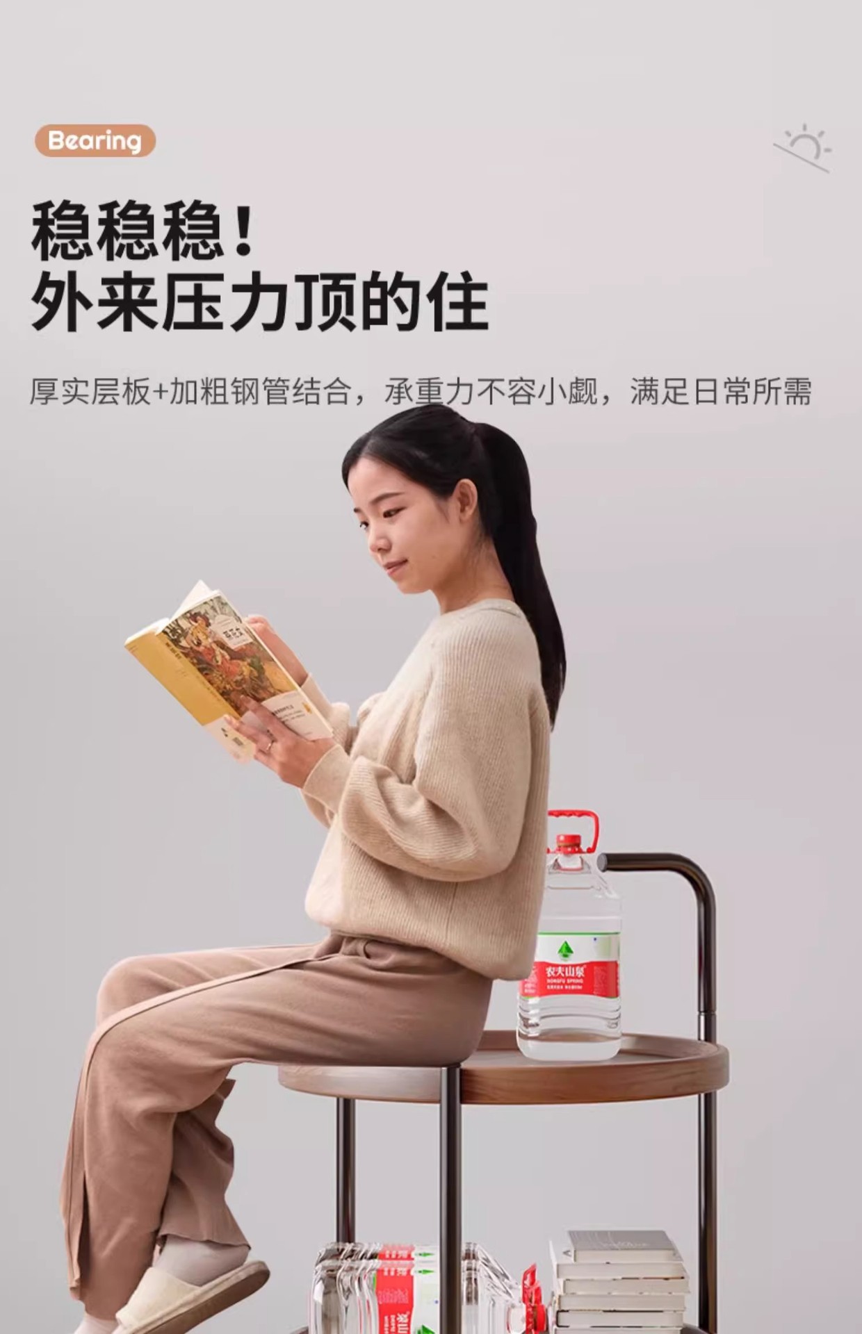 双层茶桌边几高级感可移动茶卧室床头置物架子简约带轮茶台家用详情6