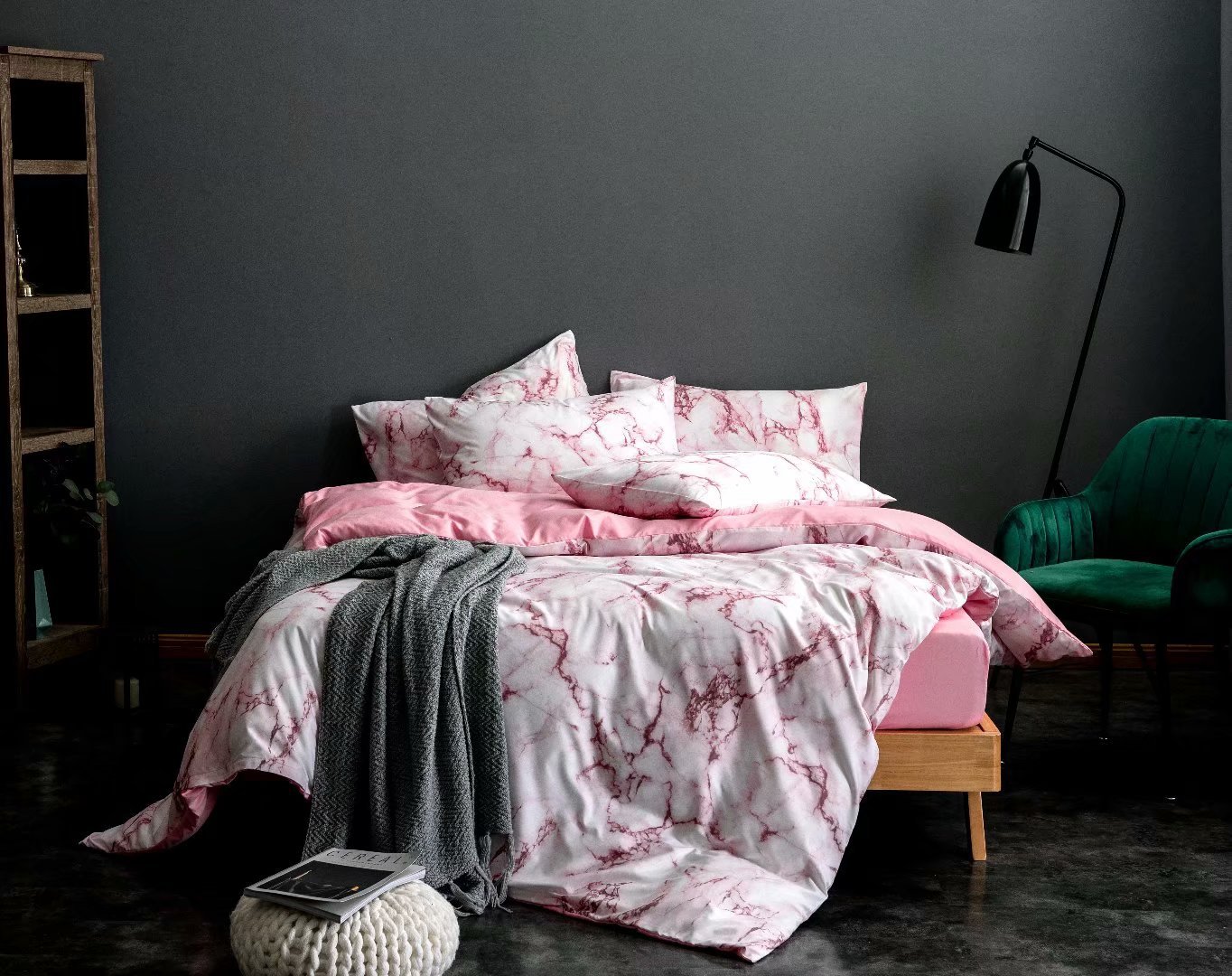 Amazon AliExpress wish Bedding: Marble-patterned solid plain quilt cover and bed sheet set of three or four pieces pic 9