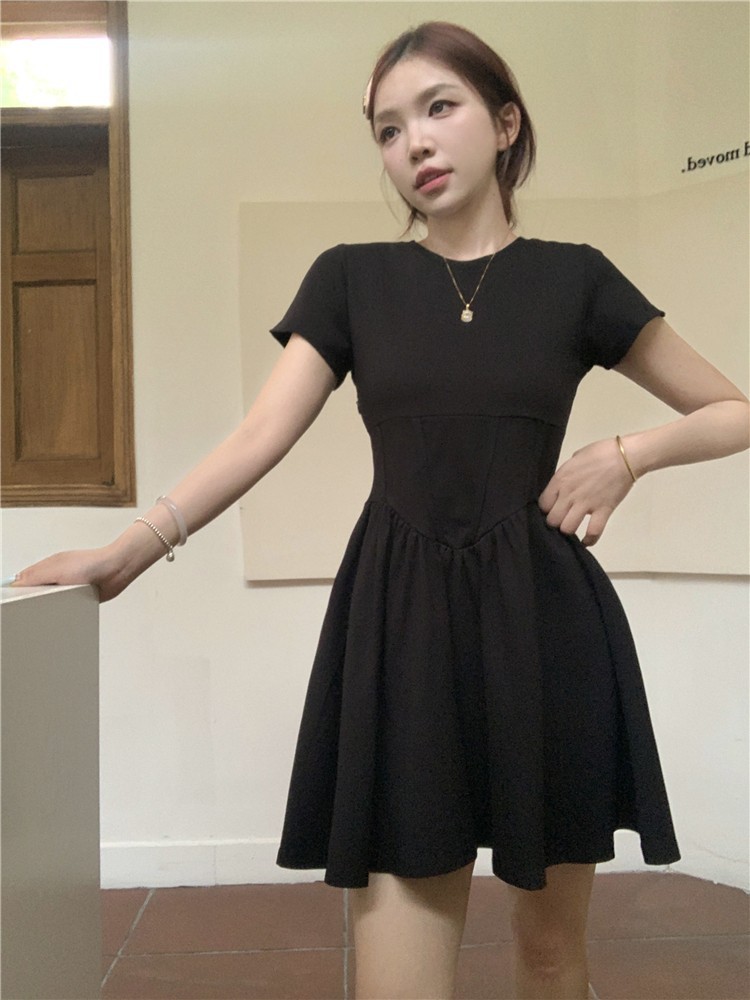 Black dress 2024 new style petite dress for women, design sense slimming, tea break French mini skirt pic 6
