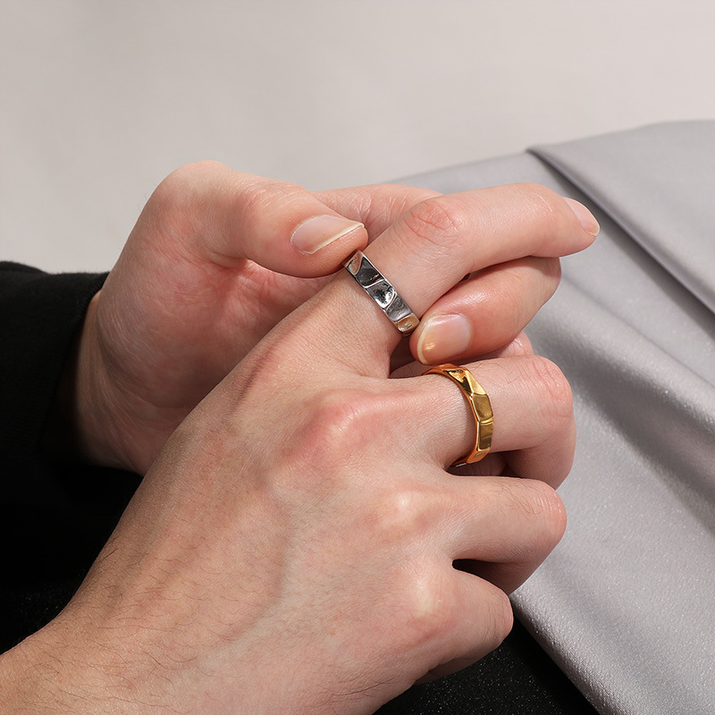 Wholesale of niche stainless steel ring accessories with a cold and unique texture design sense on Instagram pic 10