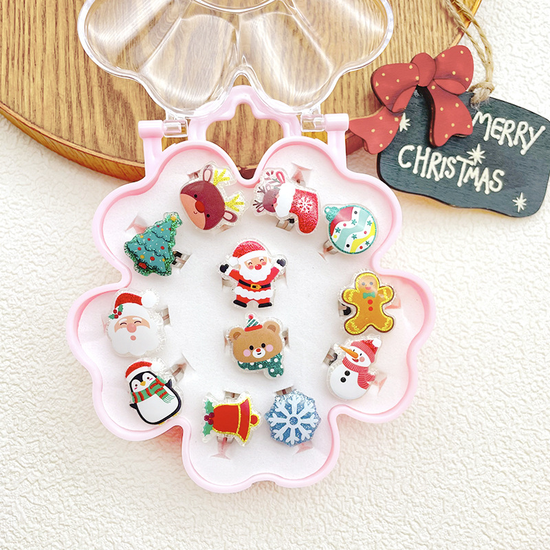 【可以】新款卡通树脂可调节戒指玩具圣诞儿童戒指圣诞节日礼物详情5