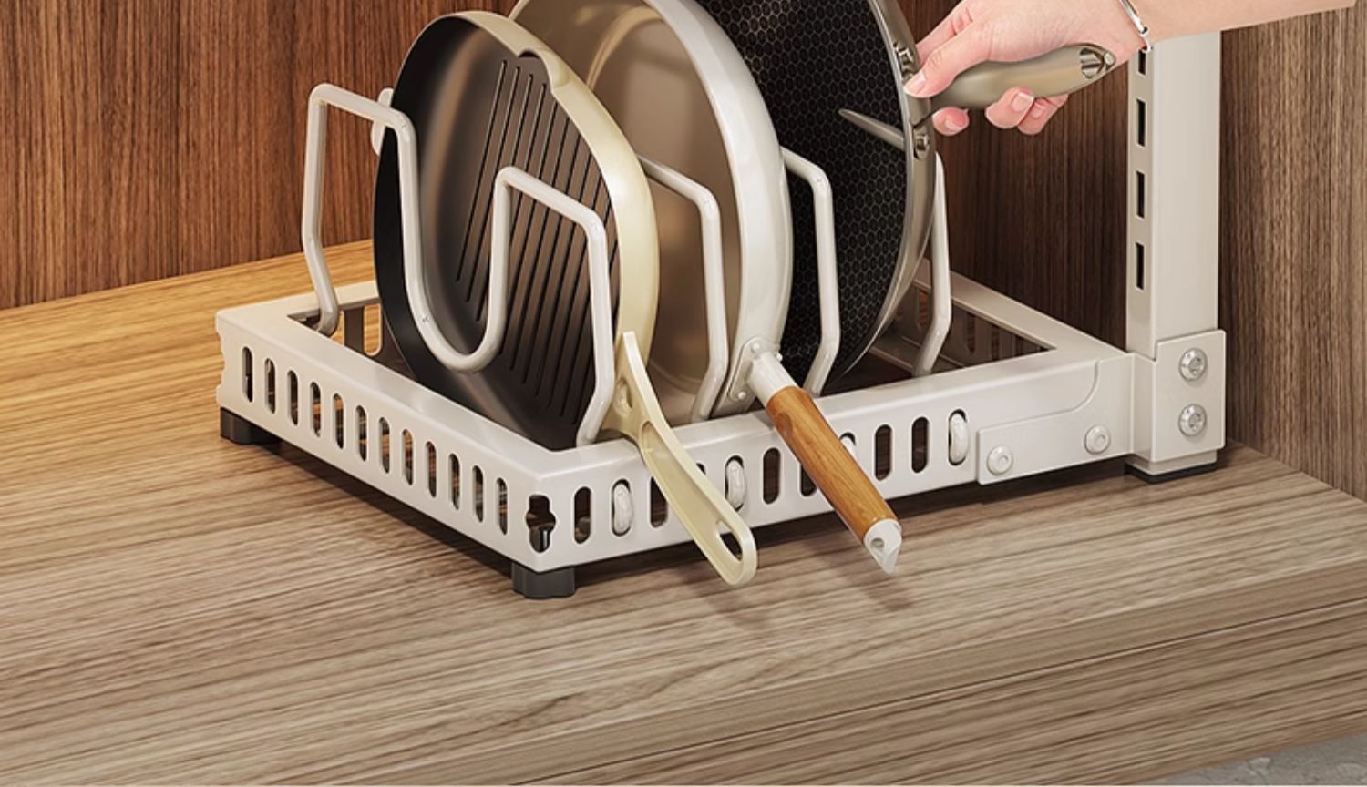 水槽下锅具置物架台面双杯放锅架跨境大锅平底锅收纳橱柜多层收纳详情15