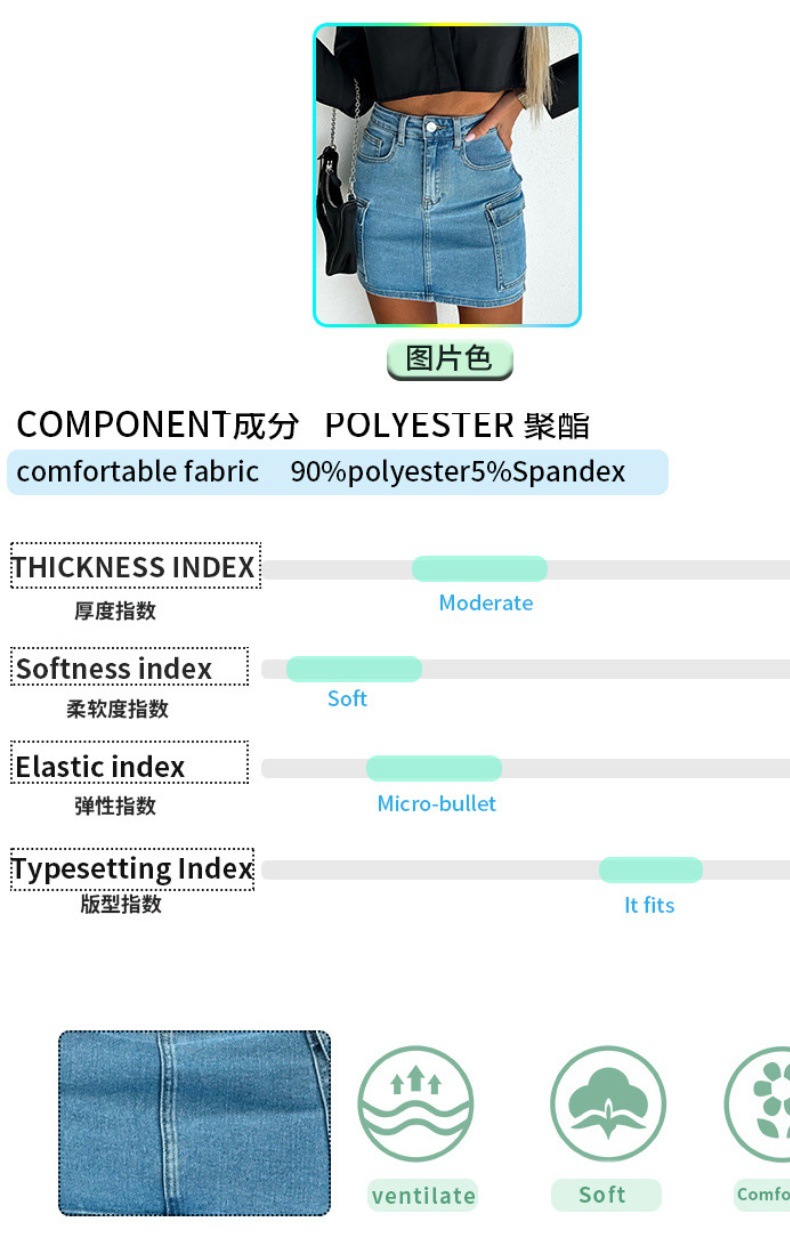 亚马逊跨境欧美风夏季新款辣妹街头潮流牛仔拼接半身裙女美式详情5
