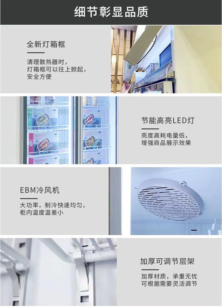 商用节能2门3门玻璃展示冻品GlassDoorFreezer立式冷冻柜详情9