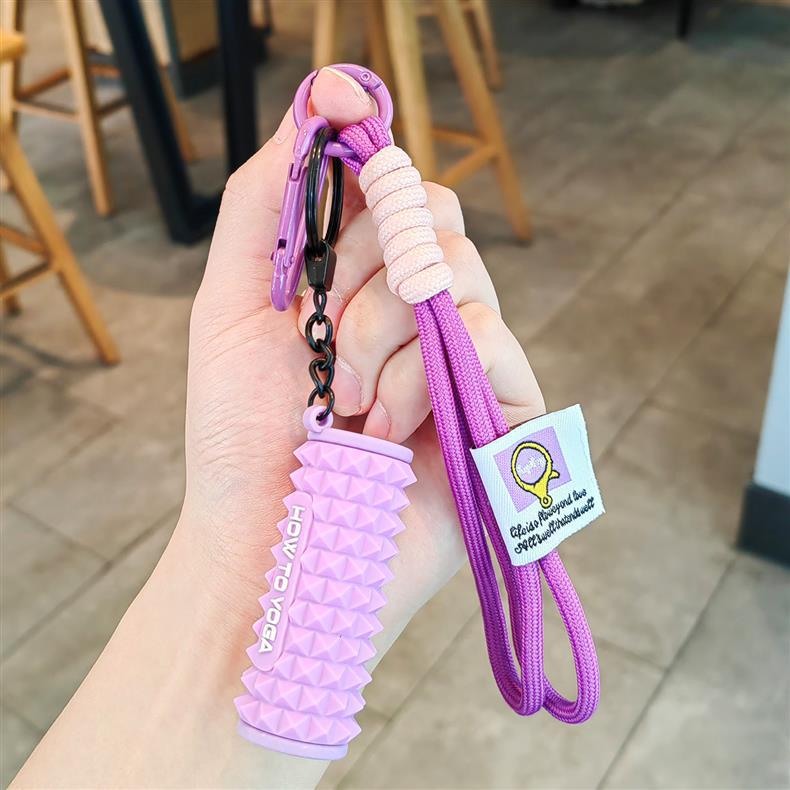 运动健身钥匙扣解压瑜伽泡沫轴创意男女挂件哑铃书包周边运动挂饰详情13