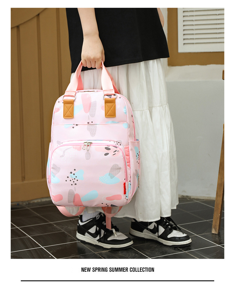 印花大容量外出双肩包时尚女背包婴儿奶瓶保温跨境热销母婴妈妈包详情20