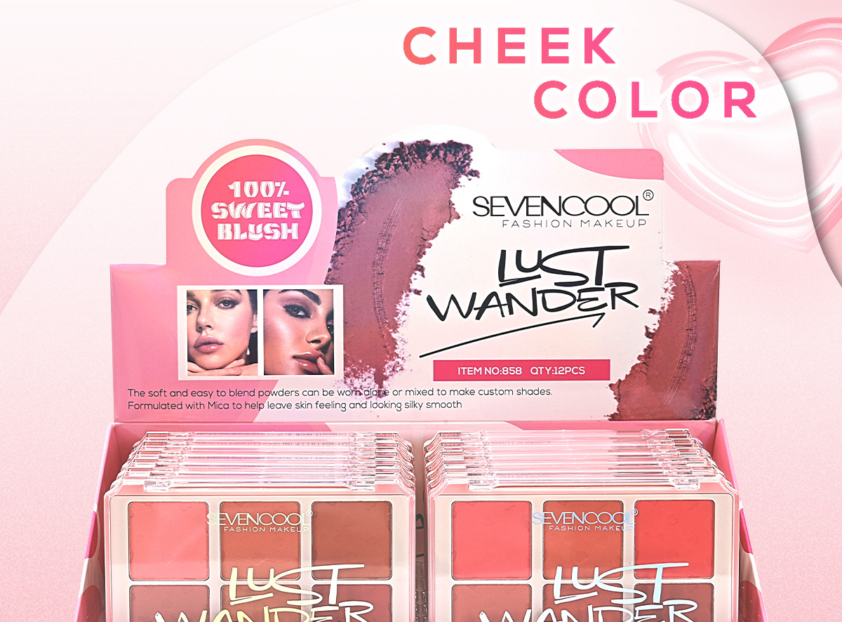 SEVENCOOL腮红盘6色哑光自然色易上色持妆显色服帖修容腮红跨境详情3