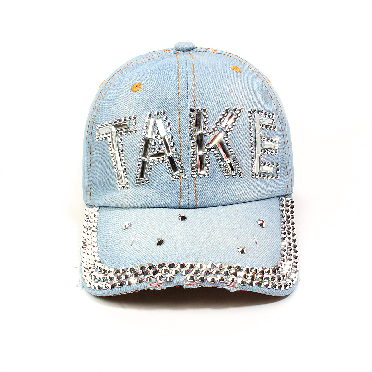 跨境外贸新款牛仔布女镶钻欧美国休闲成人棒球帽时尚洋气鸭舌帽子详情25