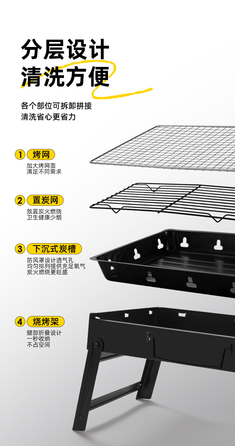 淄博烧烤炉户外便携折叠烧烤架全套bbq无烟碳烤肉家用木炭火炉子详情10
