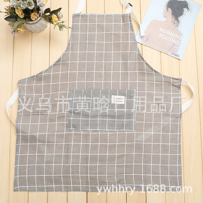 【 Chi Jia 】 Enlarged waterproof linen printed apron, widened adjustable straps, cross-border e-commerce for foreign trade export pic 1