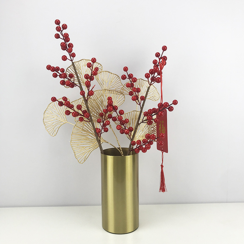 Nordic style creative metal electroplated golden cylindrical vases, flower vases, sample room European-style home soft decoration items pic 3